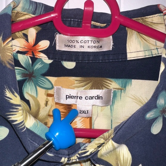 Pierre Cardin Hawaiian Shirt Mens 2XLT Cotton *Stained* Tropical Resortwear - Picture 2 of 13